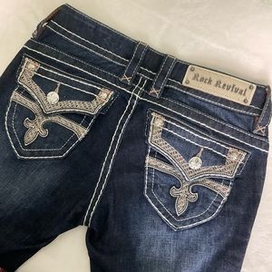 Rock Revival Skinny Jeans Jen Embellished Flap Pockets Size 26